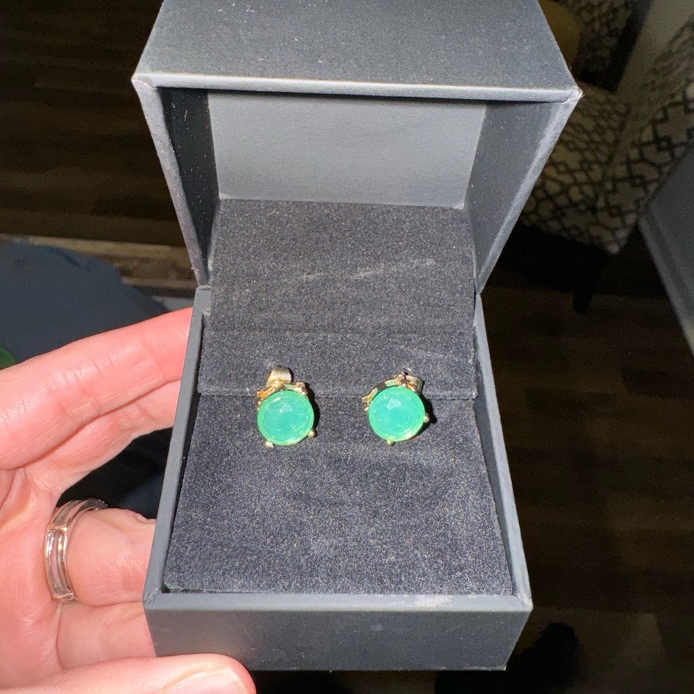 Statement Stud Earrings Green & Gold